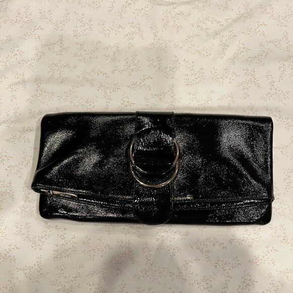 HOBO International Handbags - Hobo Foldover Clutch, Black Patent Leather